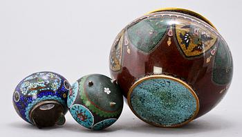 PARTI CLOISONNÉ, 6 st, orientaliskt, 1900-tal.