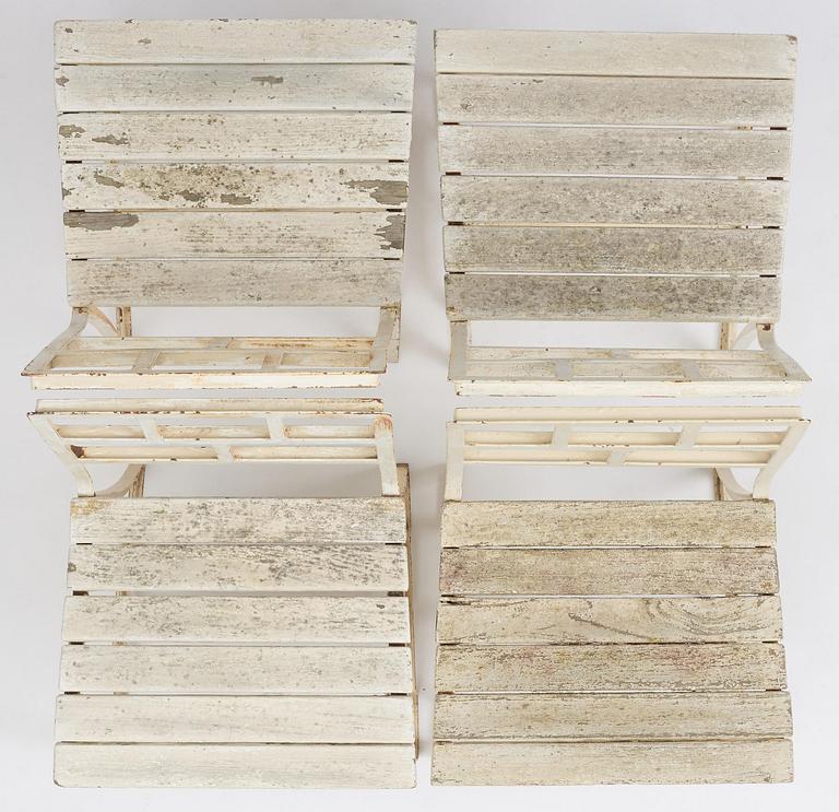 Carl Hörvik, a garden furniture set, a table and four chairs, possibly produced by Thulins vagnfabrik, Skillingaryd, Sweden.