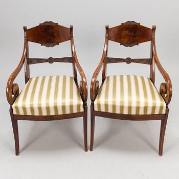 Karmstolar, ett par, Ryssland ca 1820-40-tal.