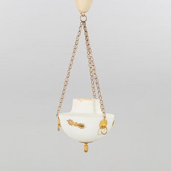 AN EARLY 19TH CENTURY GLASS LAMP SHADE.