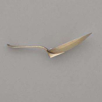 A Swedish early 19th century silver-gilt medicin-spoon, mark of Gustaf Folcker, Stockholm 1816.