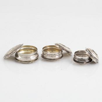 Three Swedish Silver Boxes, 18th-19th Century.