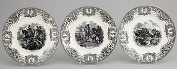 A set 15 cream ware dinner plates, Belgium, "Napoleon".