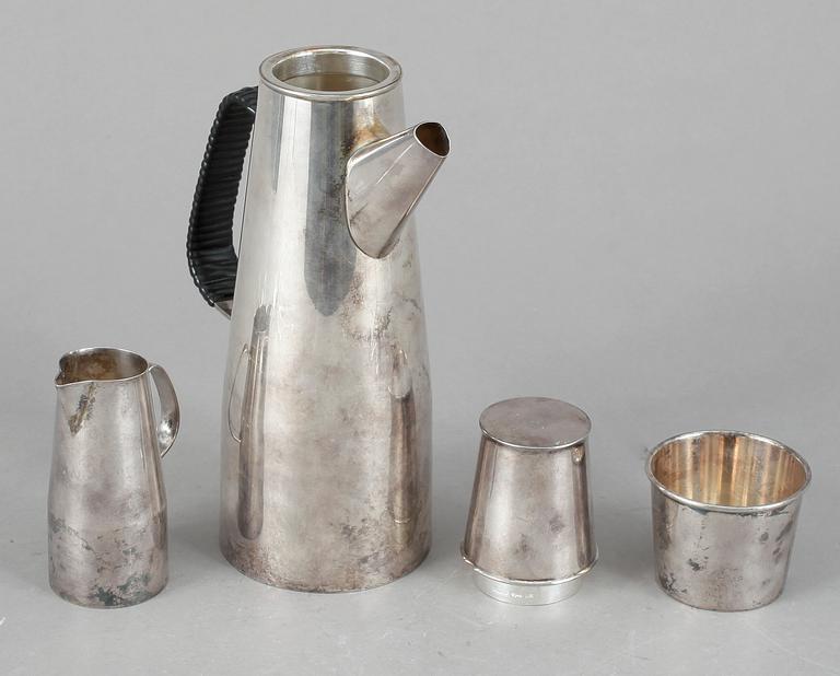 KAFFESERVIS, 3 delar, sterlingsilver, C. G. Hallberg, Stockholm, 1960-1961, vikt 515,1 gram.