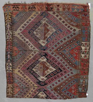 KELIM, Anatolisk, antik. 142 x 156 cm.