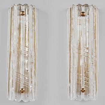 VÄGGLAMPOR, ett par, Carl Fagerlund, Fagerlund, Orrefors, 1900-talets andra hälft.