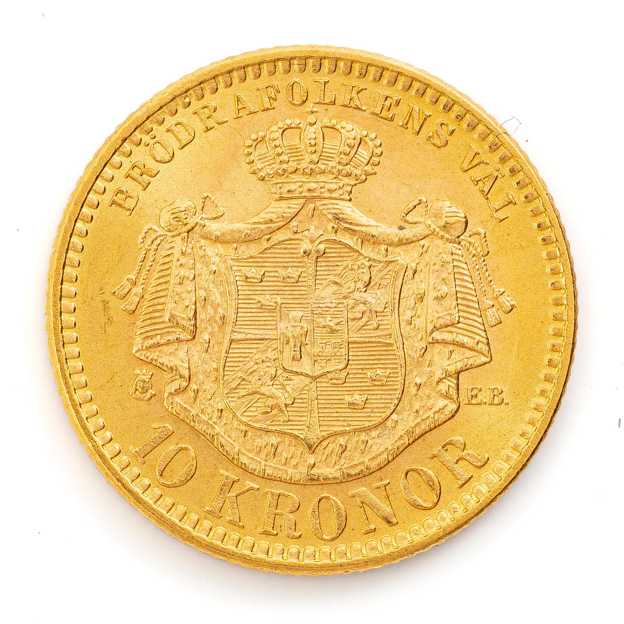 Guldmynt, Sverige, Oskar II, 10 kronor, 1901.