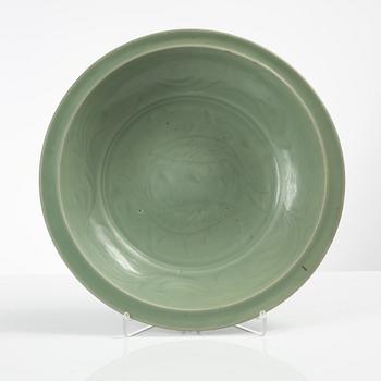 A Chinese celadon dish, Ming dynsaty (1368-1644).
