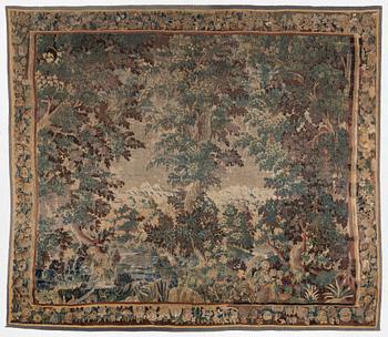 Vävd tapet, verdur Gobelängteknik, ca 282 x 321 cm, Flanderna, 1700-tal.
