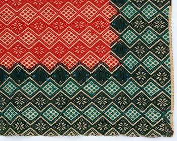 A textile cover, weft-patterned tabby type, South west Scania, c. 160 x 102 cm. Circa 1900,