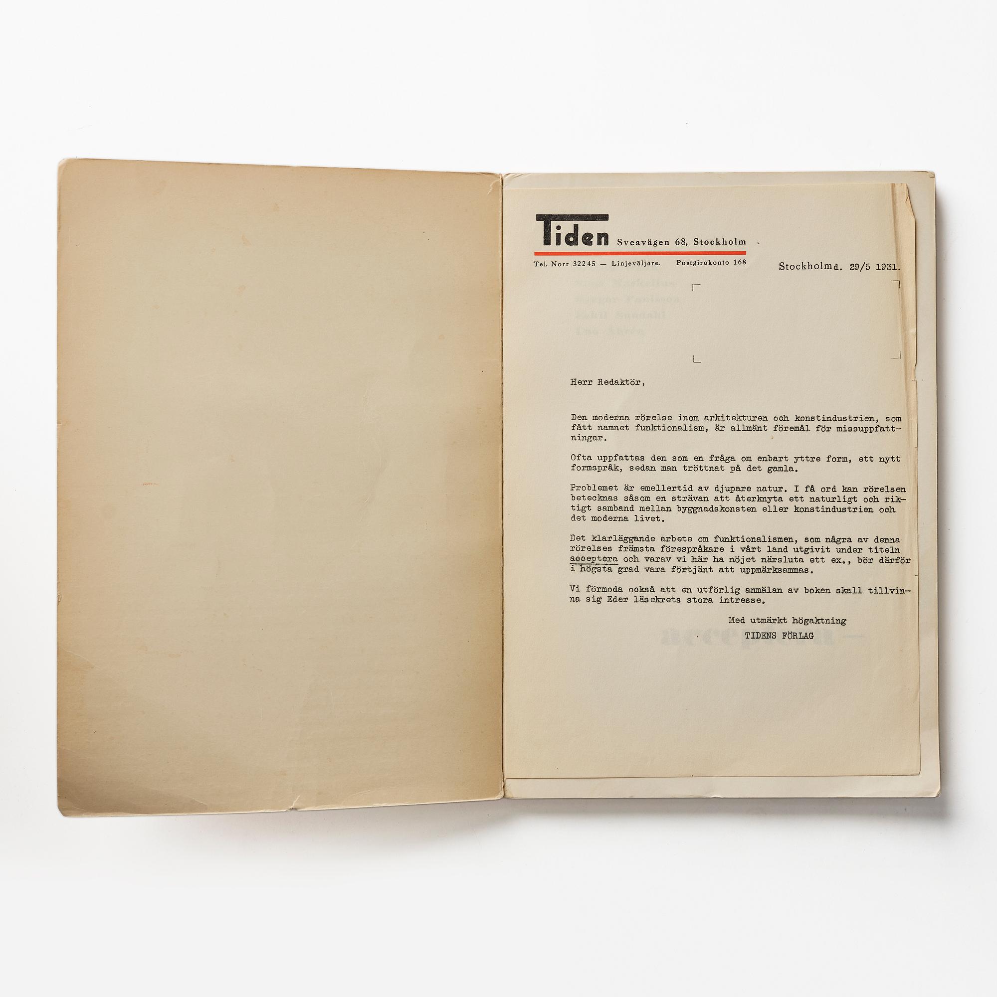 Book, "Acceptera", 1931.