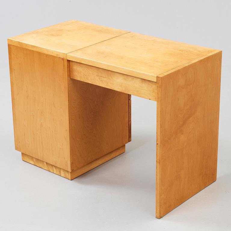 An Alvar Aalto birch working table/ lady's desk, made on license by Design Aalto Hedemora 1945-54.