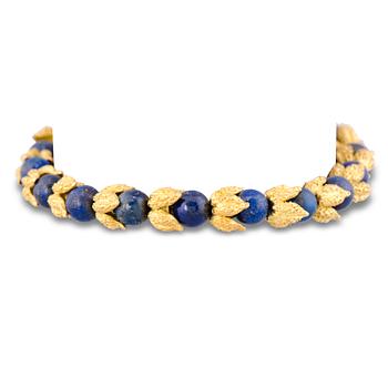 126. ARMBAND, lapis lazuli, 18K guld. Frankrike.