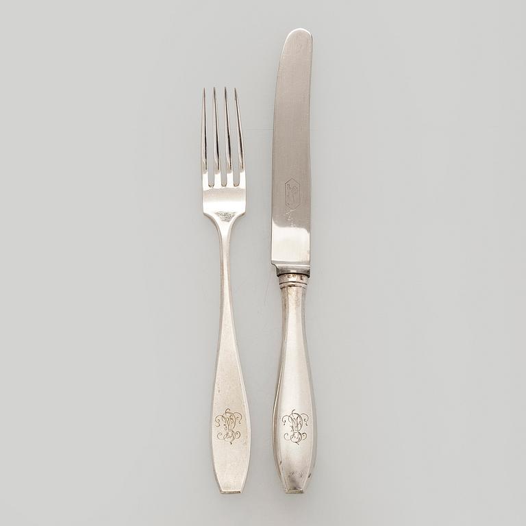Bestickuppsättning, 24 dlr, silver Kultakeskus, Tavastehus 1939.
