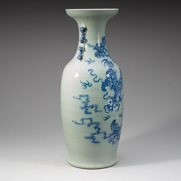 A Chinese underglaze blue and celadon vase, early 20th Century.