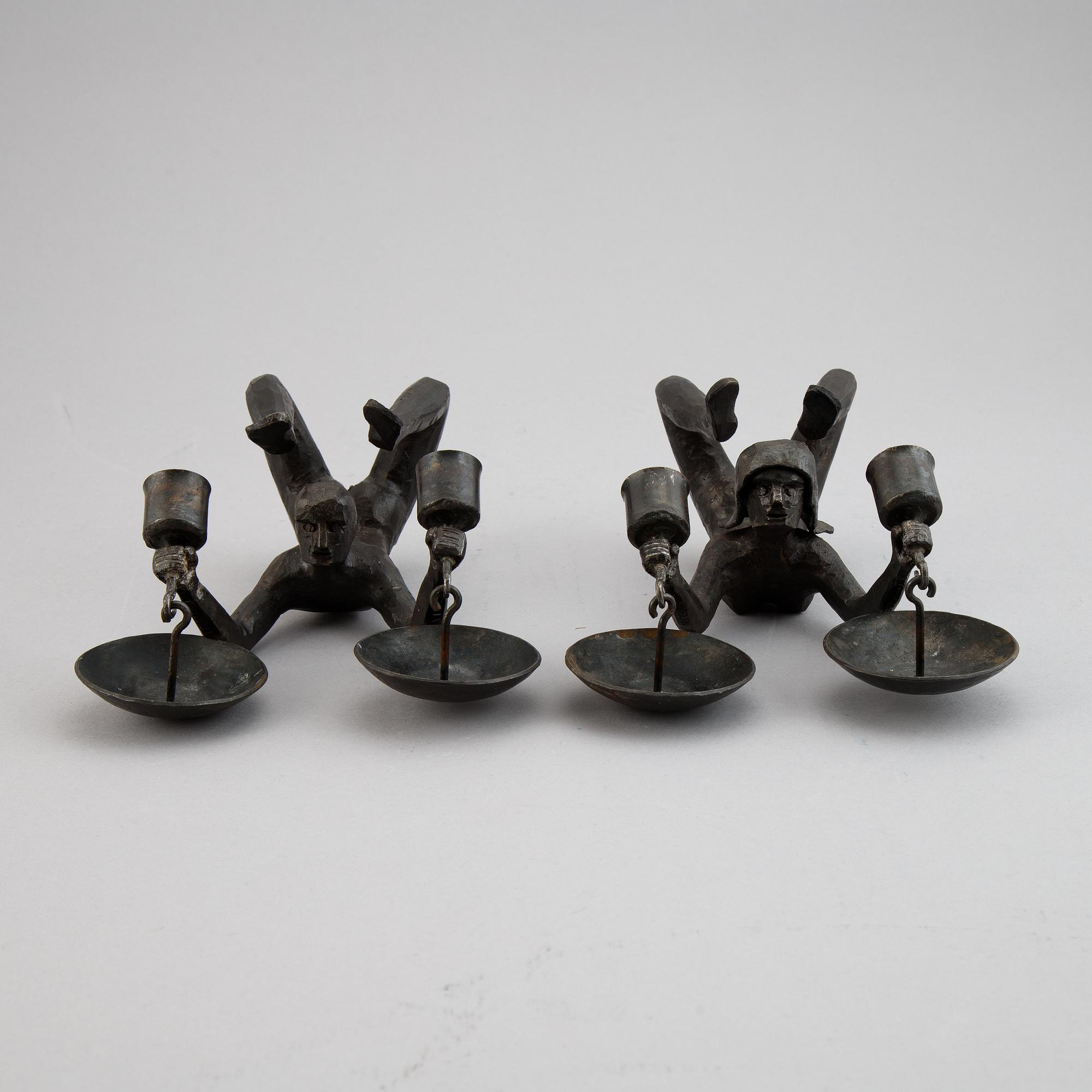 Erik Höglund, skulptur/ljuslampett, smide, Lars Larsson Konstsmide, signerad, numrerad 1/10.