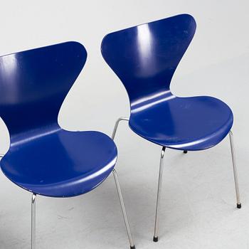 A set of four "Sjuan" chairs, Arne Jacobsen for Fritz Hansen, Denmark, 1989.