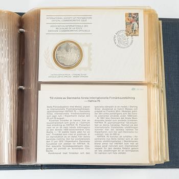Collector's coins, 36 pcs, sterling silver, International Society of Postmasters, commemorative edition, 1975-1977.