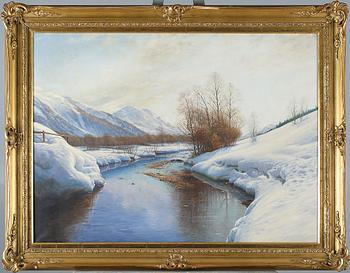 OKÄND KONSTNÄR, olja på duk, signerad Axel Lind samt daterad 1919.