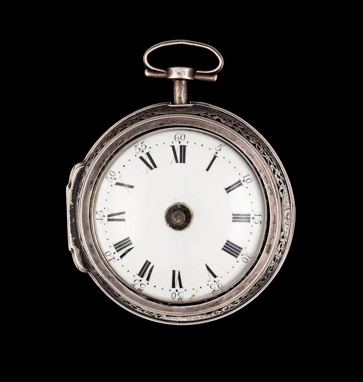 A silver verge pocket watch. Early 18th century.