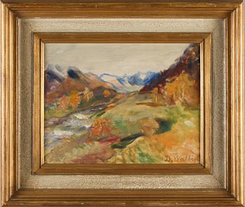 DAVID WALLIN, olja på pannå, signatur.