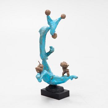 Tomas Almberg, sculpture. Signed. Painted bronze, total height 68 cm.