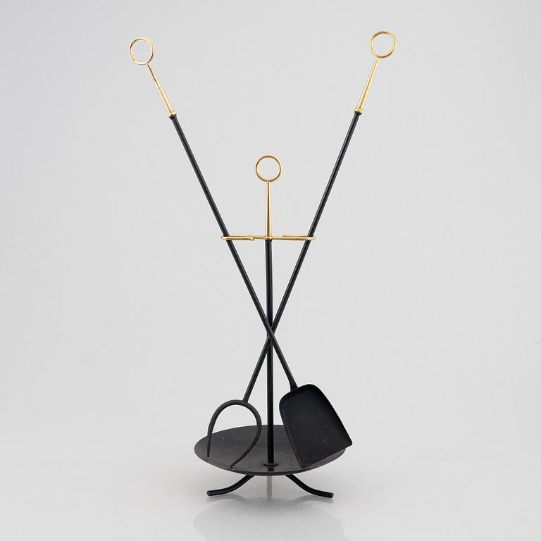 Gunnar Ander, a three-piece set of fire utensils, Ystad Metall, second half of the 20th Century.