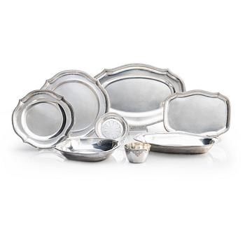 A French 20th century set of 24 pieces silver tableware, marks of Savary, Paris.