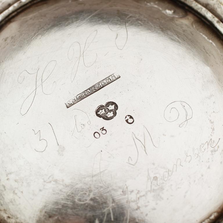BÄGARE, silver, Johan Petter Ernander, Uppsala 1820. Vikt ca 410 gram.