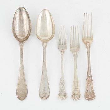 Silver cutlery service parts, 18 pieces, including Pehr Blommert, Gävle 1825.