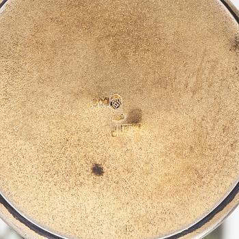 A pair of bud vases in parcel-gilt silver and guilloche enamel, early 20th century.