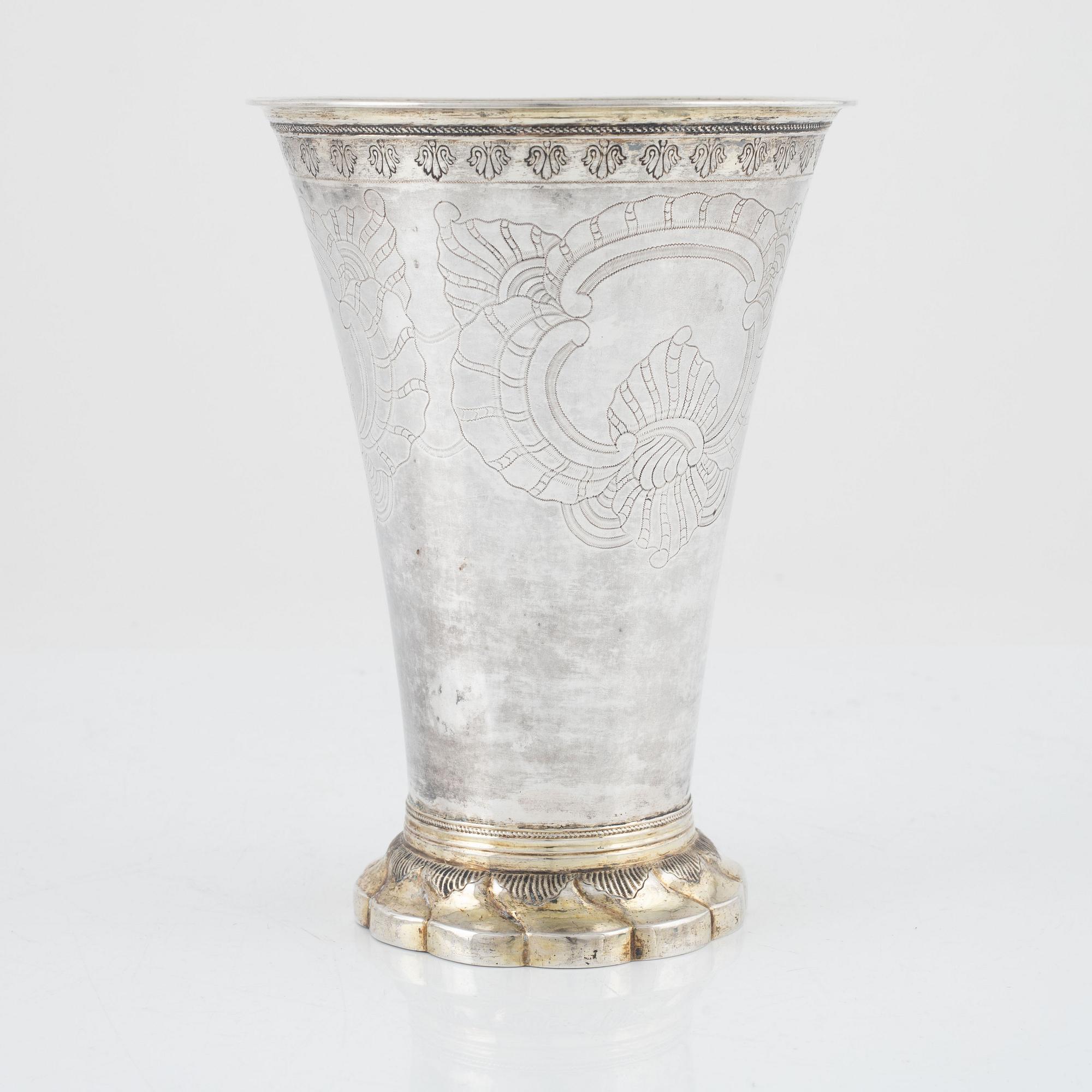 Johan Pettersen, a silver beaker, Rococo, Söderhamn, 1767.