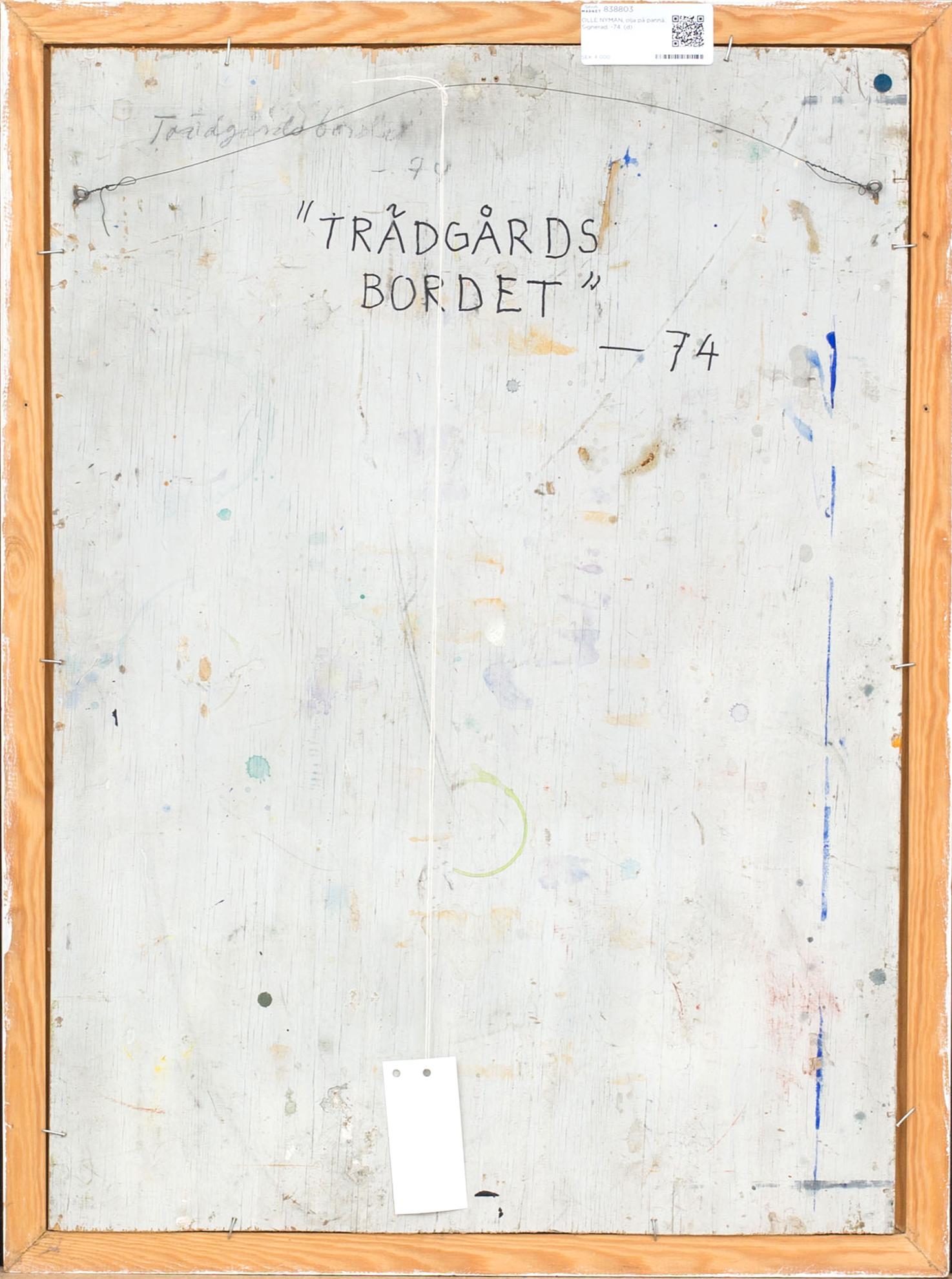 OLLE NYMAN, olja på pannå. Signerad. -74.