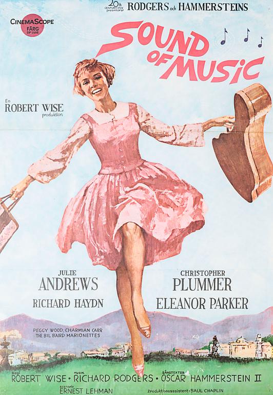 A movie poster for "Sound of music", 1960s.