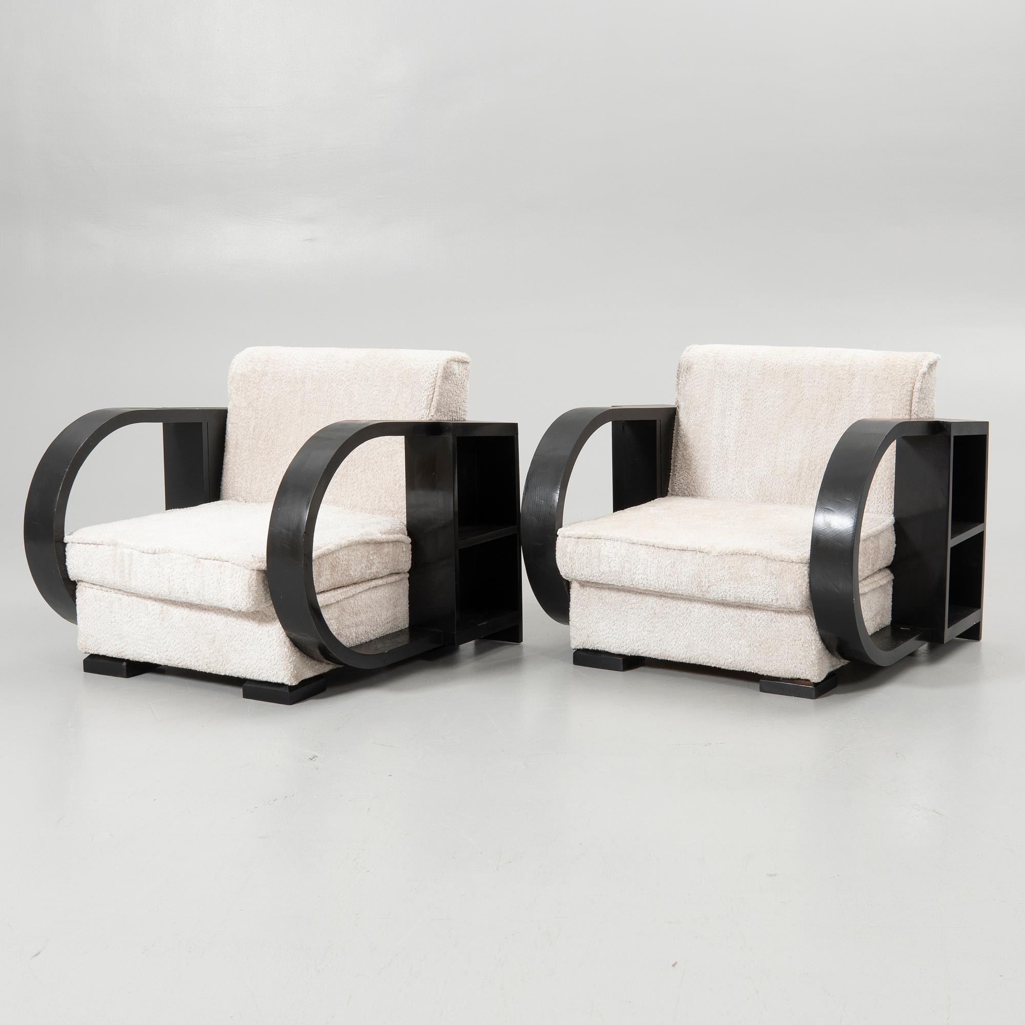Armchairs, a pair, Art Deco style, 20th century.