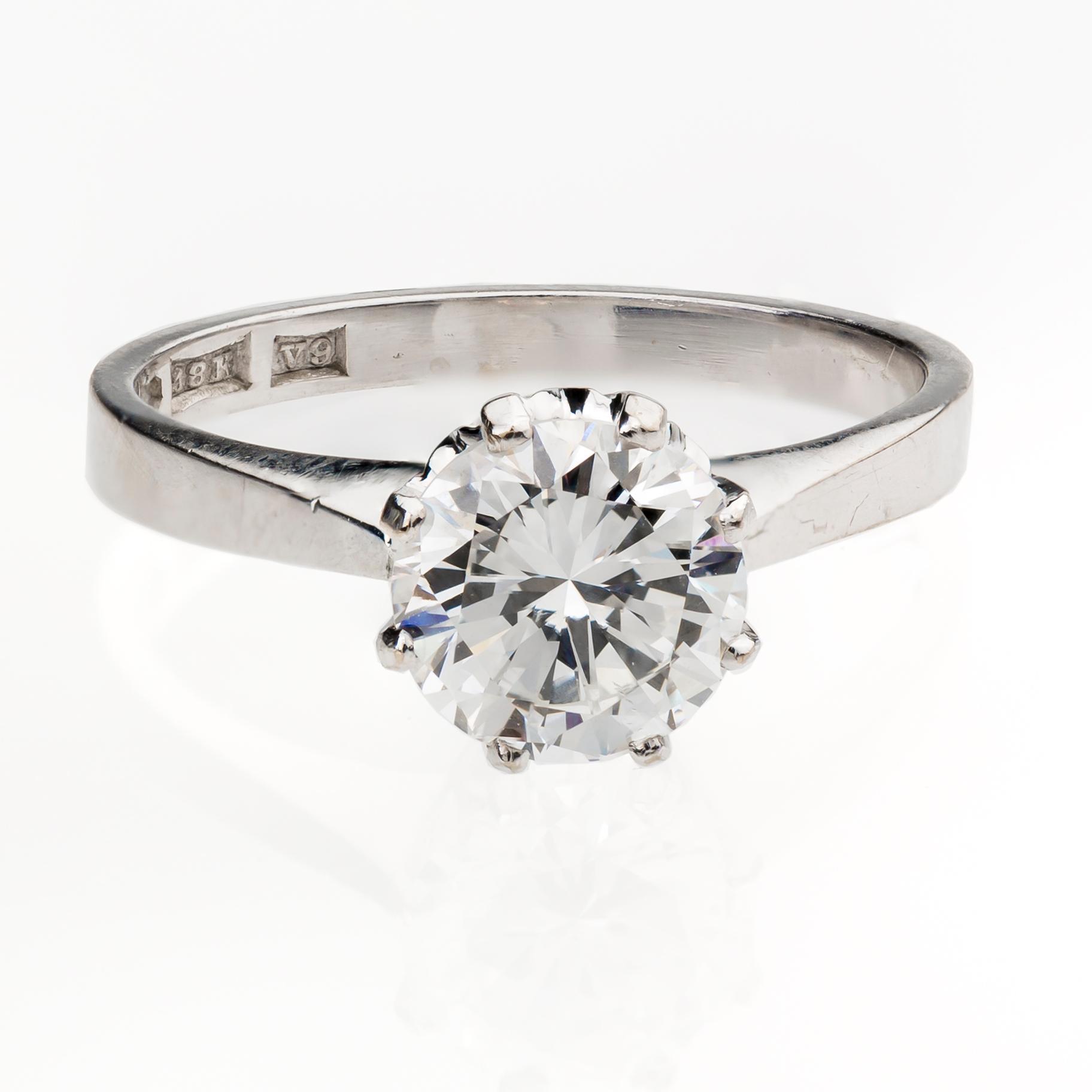 RING, 18K vitguld med briljantslipad diamant, enligt gravyr 1.33 ct.