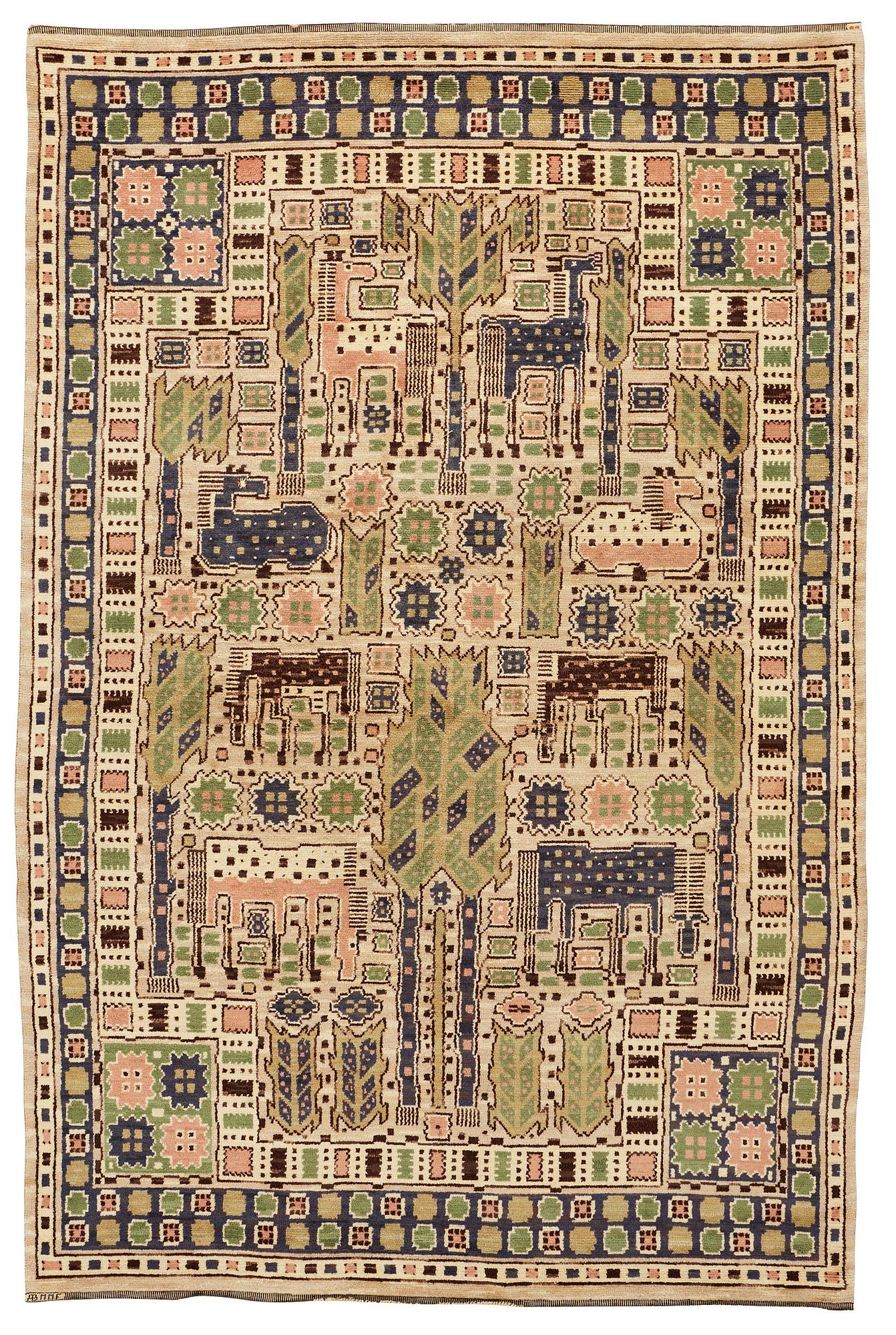 Märta Måås-Fjetterström, Matta, "Hästhagen", flossa, ca 332-337 x 216,5-222 cm, signerad AB MMF.