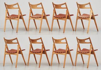 A set of eight Hans J Wegner oak chairs by Carl Hansen & Son, Denmark 1950's-60's.