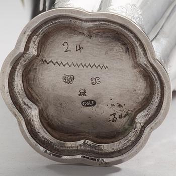 A Swedish 18th century parcel-gilt beaker, mark of Friedrich Heinrich Klinck, Stockholm 1734.