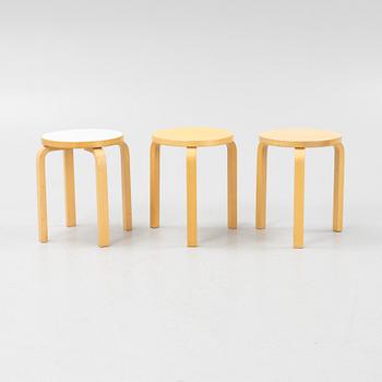 Alvar Aalto, three model 60 stools, Artek, Finland.