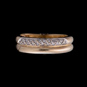 RING, 14K guld, 8/8-slipade diamanter. Vikt ca 3,4 g.