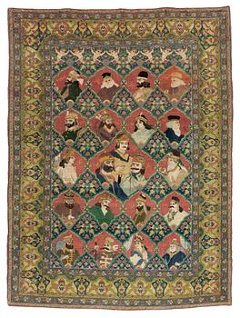 RUG. Semi-antique Tabriz Figural. 185,5 x 138,5 cm.