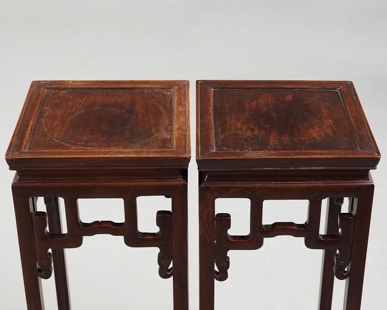 A pair of hardwood pedestals, China, first half of the 20th Century.