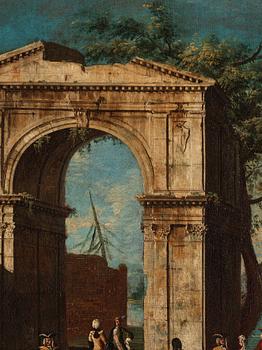 Francesco Albotto Attributed to, Elegant figures amongst classical ruins.