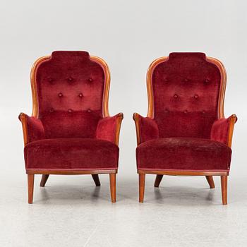 Carl Malmsten, a pair of 'Vår Fru' armchairs, O.H.Sjögren.