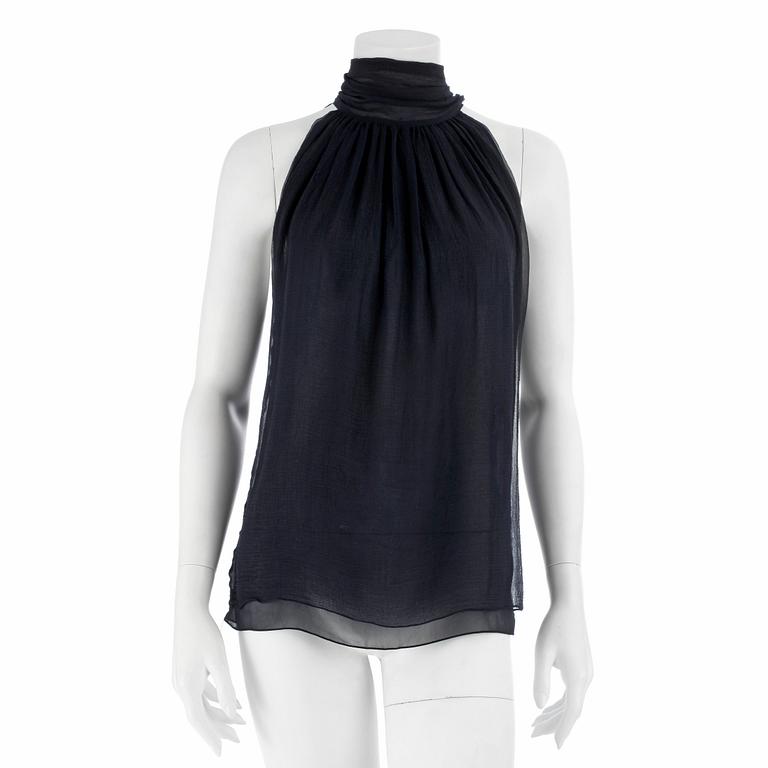 ALEXANDER MCQUEEN, a blue chiffon top. Size 42.