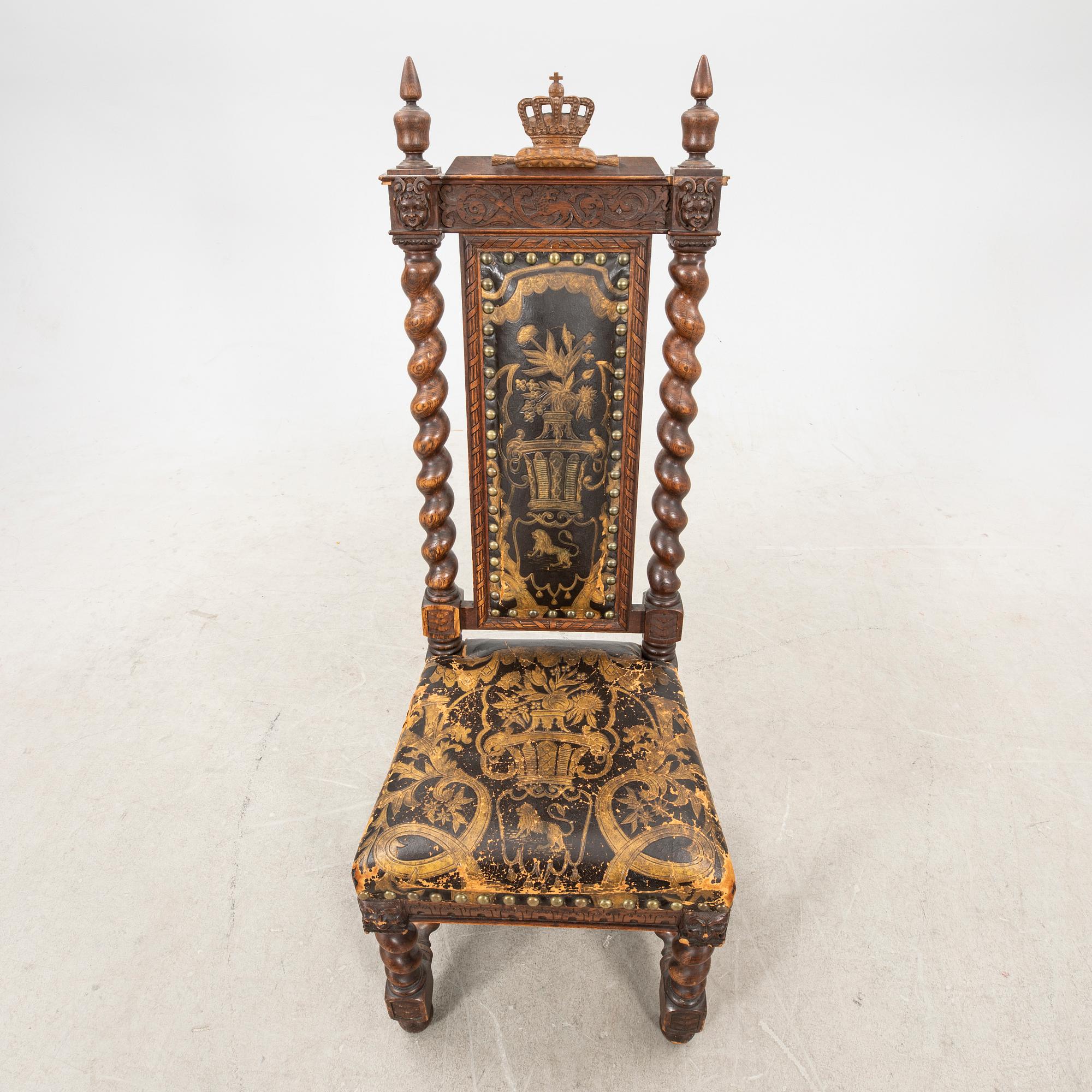 A Swedish baroque style chair dated 1882.