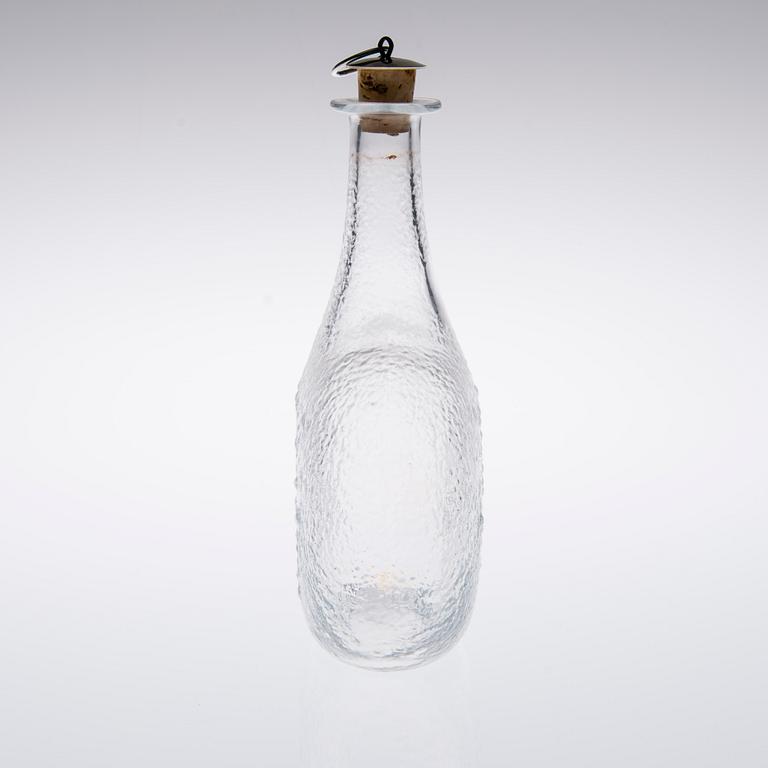 KORKILLINEN LASIPULLO, "Erikoiskonjakkipullo Gognac vieux 0138", Tapio Wirkkala, sign. ja numeroitu 1051-2000, Iittala.