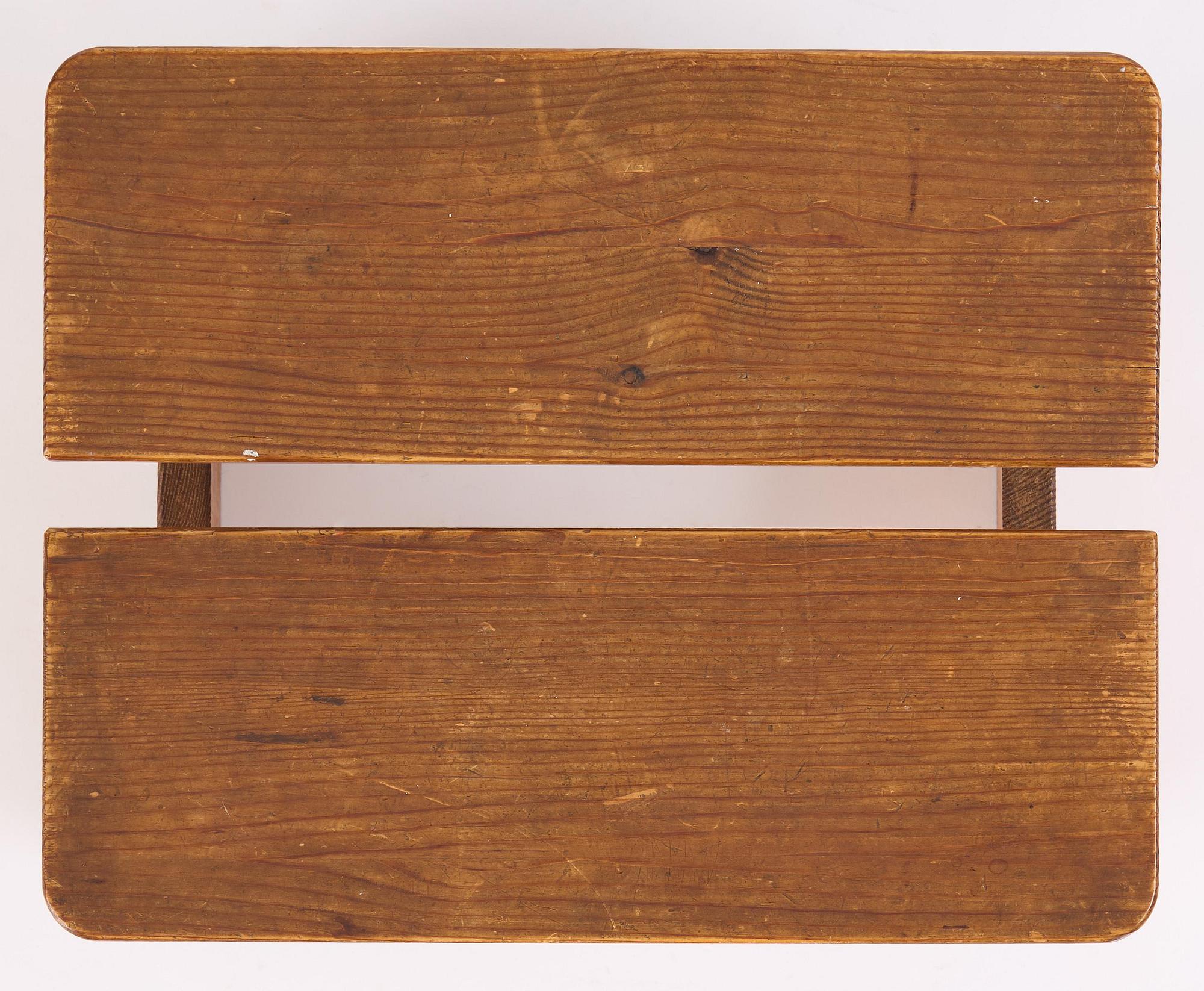 Axel Einar Hjorth, a "Skoga" stained pine stool, Nordiska Kompaniet, Sweden, 1930s.