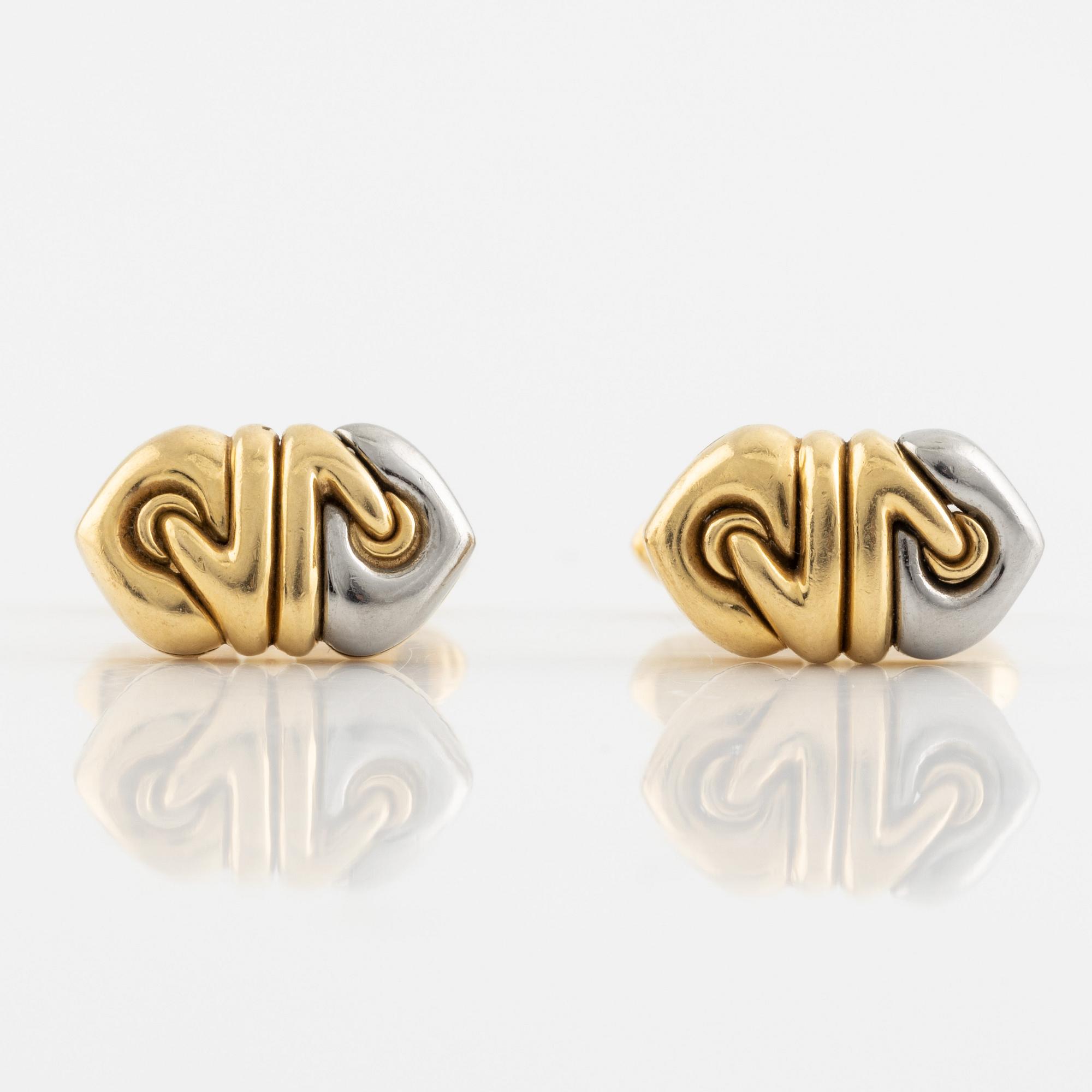 Bulgari, a pair of cufflinks, 18K gold and steel,